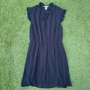 H&M LITTLE BLACK DRESS WITH RUFFLE SLEEVES SIZE 8